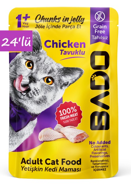 Yetişkin Yaş Kedi Maması Tavuk Etli 85Gr 24'lü