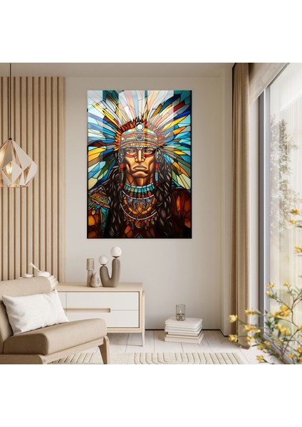 Maya Vitray Duvar Sanatı - Maya, Cam Baskı, Sanatsal Parlaklık, Tüy Başlık, 30X45