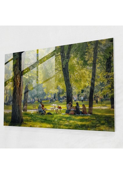 Empresyonizm Cam Duvar Sanatı - Sessiz Park Pikniği - Empresyonizm, Empresyonizm, Park, Ev Dekorasyonu, 45X30
