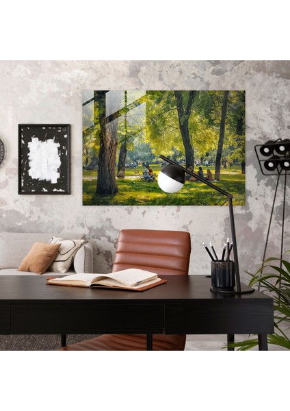 Empresyonizm Cam Duvar Sanatı - Sessiz Park Pikniği - Empresyonizm, Empresyonizm, Park, Ev Dekorasyonu, 45X30 modelleri