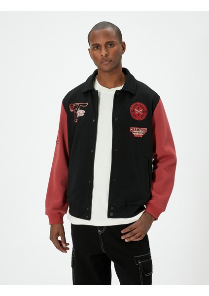 Kolej Ceket Işlemeli Çıtçıt Düğmeli Cepli Klasik Yaka modelleri