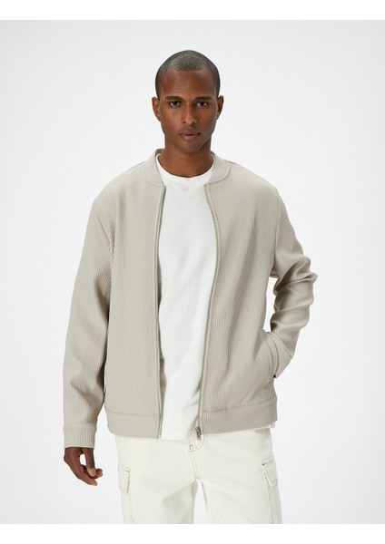 Bomber Ceket Dokulu Fermuarlı Cep Detaylı fiyatları