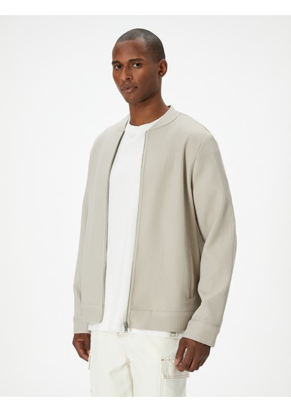 Bomber Ceket Dokulu Fermuarlı Cep Detaylı modelleri