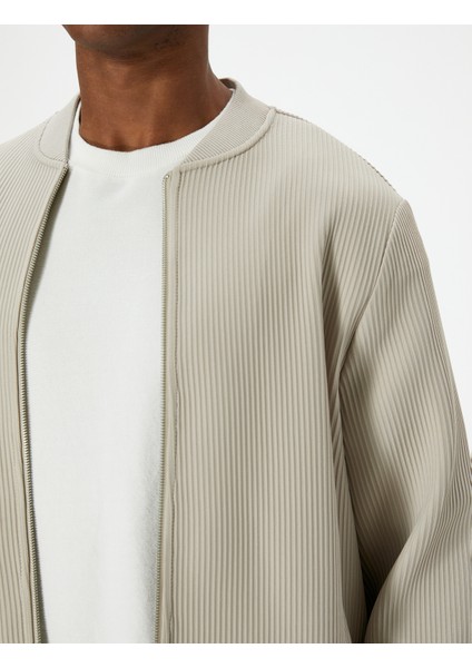 Bomber Ceket Dokulu Fermuarlı Cep Detaylı indirimleri