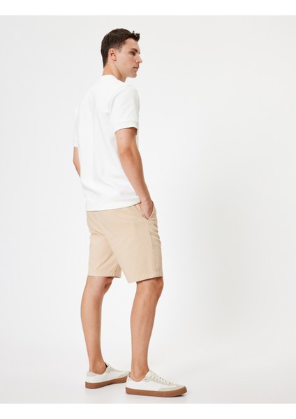 Bermuda Şort Kanvas Beli Lastikli Cep Detaylı Pamuklu fiyatları