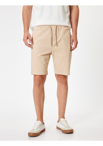 Bermuda Şort Kanvas Beli Lastikli Cep Detaylı Pamuklu modelleri