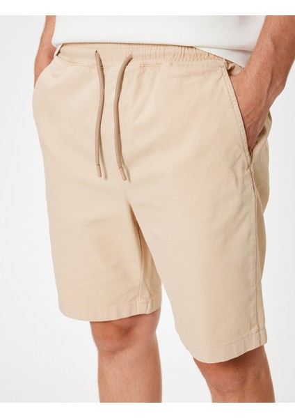 Bermuda Şort Kanvas Beli Lastikli Cep Detaylı Pamuklu indirimleri