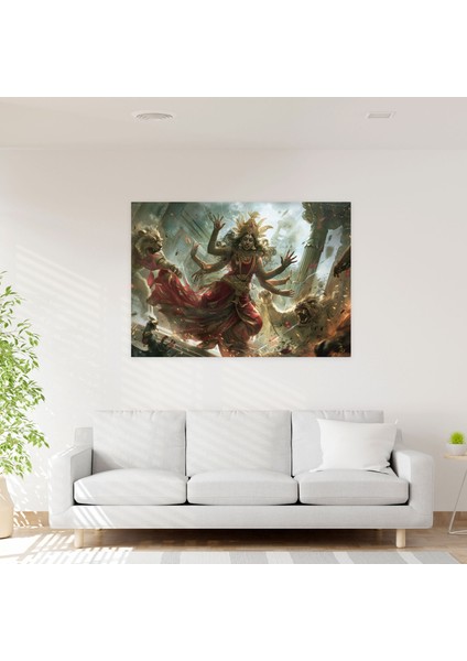 Mitoloji Duvar Dekorasyonu - Şeytanları Öldüren Tanrıça Durga - Mitoloji, Ev Dekorasyonu, Duvar Sanatı, Mitoloji, 50X30 modelleri