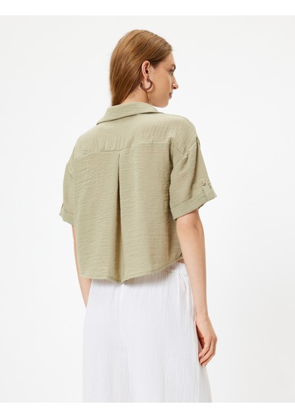 Cepli Gömlek Kısa Kollu Düşük Omuz Klasik Yaka fırsatları