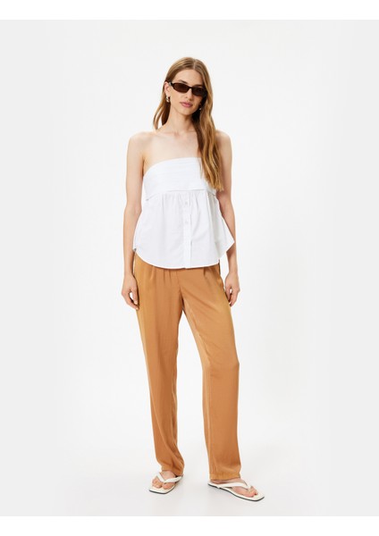 Havuç Kesim Kumaş Pantolon Aerobin Saten Cepli Pile Detaylı fiyatları