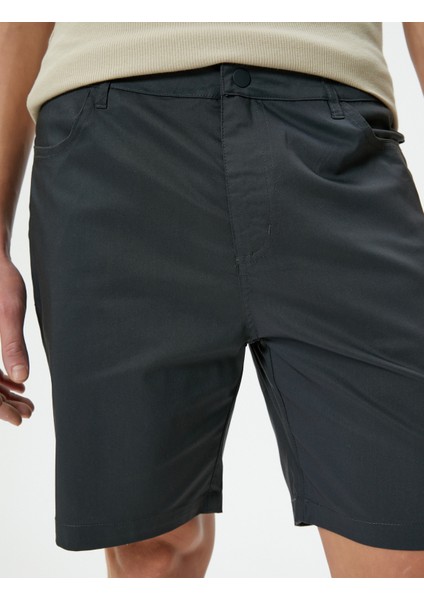 Kumaş Şort Slim Fit Düğmeli Cep Detaylı