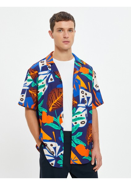 Gömlek Kısa Kollu Devrik Yaka Floral Desenli modelleri