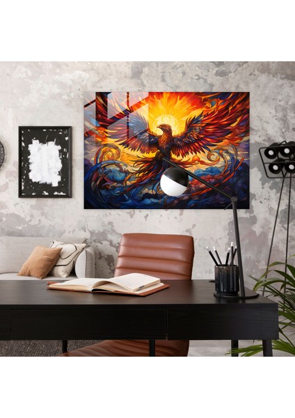 Mitoloji Cam Baskı - Anka Kuşunun Ateşli Uçuşu - Mitoloji, Duvar Süslemesi, Cam Baskı, Mitoloji, 45X30