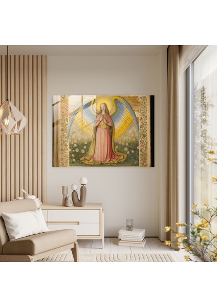 Ortaçağ Melek Cam Baskı - Ortaçağ, Modern Sanat, Ortaçağ El Yazması Aydınlatma, Ruhani Işık, 45X30 fiyatları