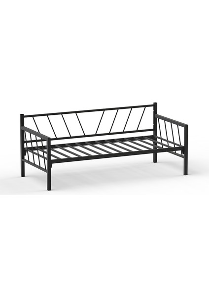 Glory Daybed Tek Kişilik Sedir Divan Metal Karyola 90 x 200 cm - Siyah