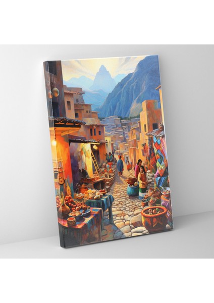 Inka Medeniyeti Kanvas Tablo - Canlı Pazaryeri Duvar Tablosu - Maya, Kanvas Tablo, Ev Dekorasyonu, Kanvas Tablo, 30X50