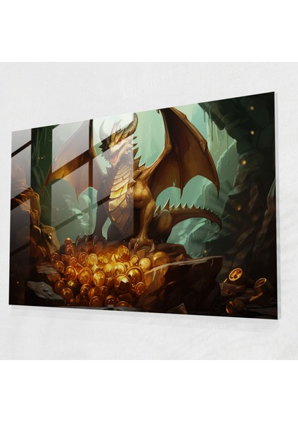 Mitoloji Cam Sanatı: Ejderha Hazinesi - Mitoloji, Duvar Süslemesi, Hazine, Cam Sanatı, 45X30