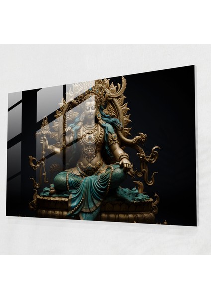 Mitoloji Cam Baskı - Görkemli Vişnu - Mitoloji, Cam Sanatı, Gerçekçi Heykel, Vişnu, 45X30