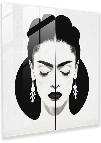 Minimalist Frida Kahlo Cam Baskı - Frida Kahlo, Ikonik, Siyah Beyaz, Frida Kahlo, 30X30