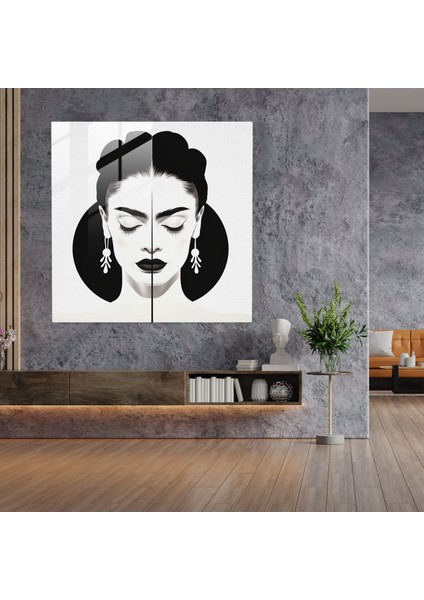 Minimalist Frida Kahlo Cam Baskı - Frida Kahlo, Ikonik, Siyah Beyaz, Frida Kahlo, 30X30