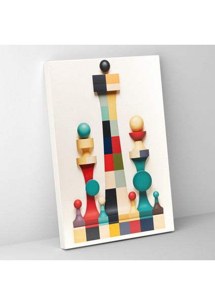 Satranç Geometrik Tablo - Satranç, Modern, Kanvas Tablo, Kanvas Tablo, 30X50 cm