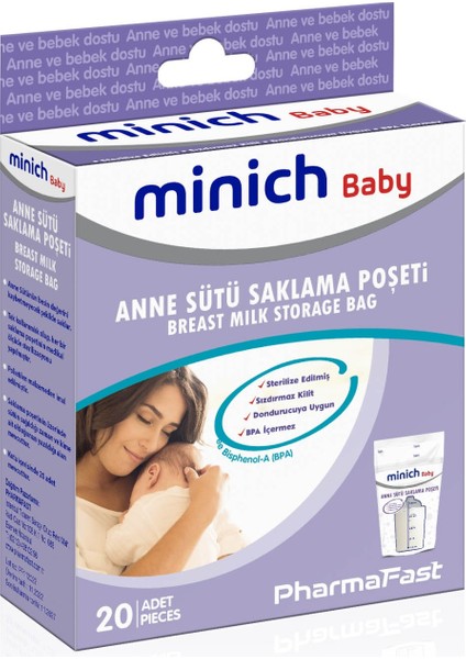 Minich Baby Süt Saklama Poşeti 20'li