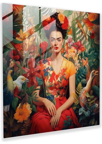 Empresyonist Frida Kahlo Cam Baskı - Frida Kahlo, Duvar Dekorasyonu, Modern Sanat, Cam Sanatı, 30X30