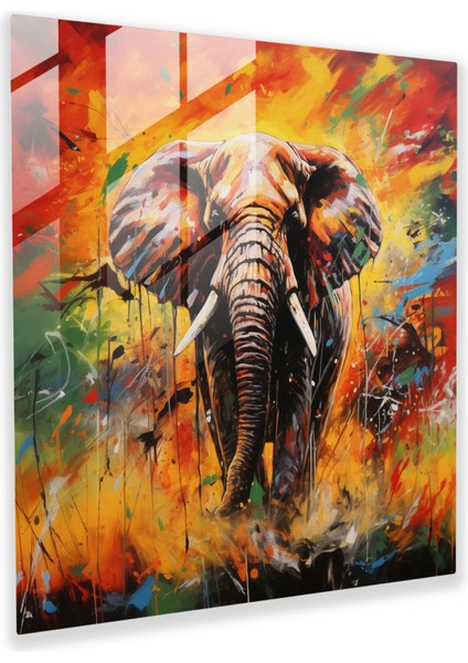 Soyut Akrilik Afrika Yaban Hayatı Sahnesinin Zarif Cam Baskısı, Modern Sanat Eseri, 30X30