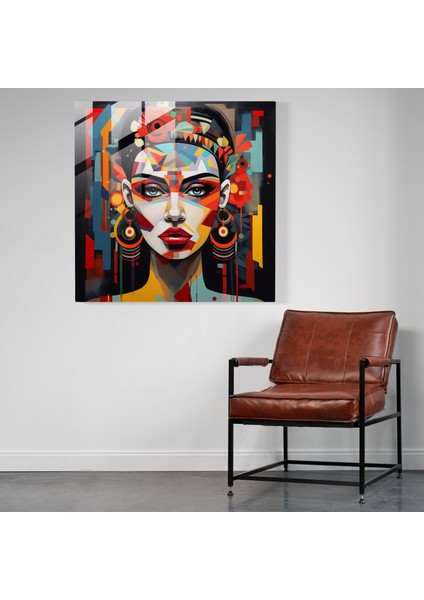 Soyut Frida Kahlo Cam Baskı - Frida Kahlo, Modern Sanat, Frida Kahlo, Cam Duvar Sanatı, 30X30