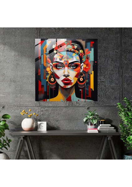 Soyut Frida Kahlo Cam Baskı - Frida Kahlo, Modern Sanat, Frida Kahlo, Cam Duvar Sanatı, 30X30
