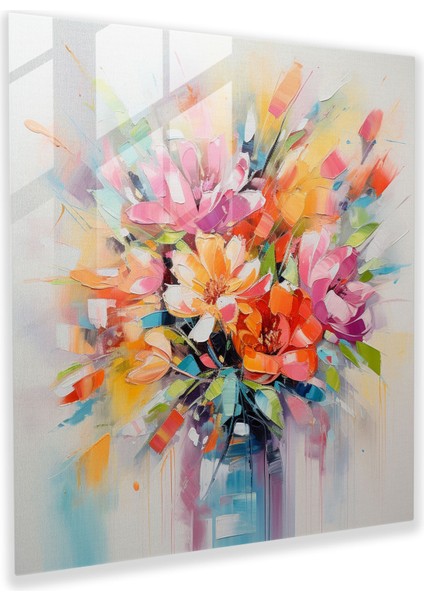 Zarif Cam Baskı - Modern Sanat Çalışmalarıyla Çiçek Açan Çiçek Lokumu, 30X30