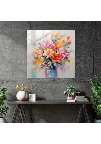 Zarif Cam Baskı - Modern Sanat Çalışmalarıyla Çiçek Açan Çiçek Lokumu, 30X30 modelleri