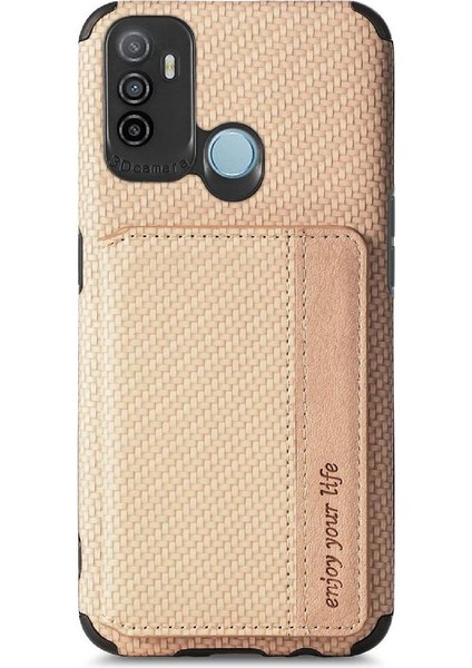 Oppo A53/A32 Stand Fonksiyonu Rfıd Engelleme Manyetik Kart Tutucu Için Kılıf (Yurt Dışından)