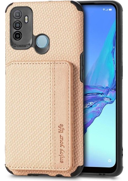 Oppo A53/A32 Stand Fonksiyonu Rfıd Engelleme Manyetik Kart Tutucu Için Kılıf (Yurt Dışından)