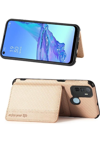 Oppo A53/A32 Stand Fonksiyonu Rfıd Engelleme Manyetik Kart Tutucu Için Kılıf (Yurt Dışından)