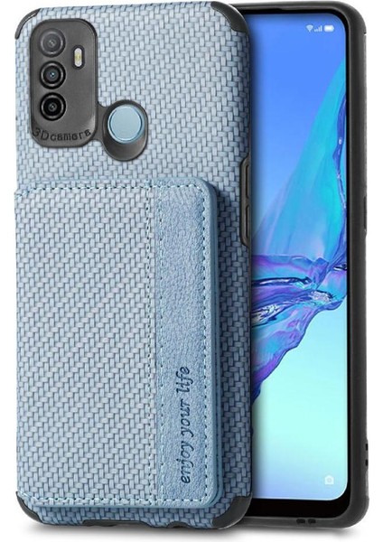 Oppo A53/A32 Stand Fonksiyonu Rfıd Engelleme Manyetik Kart Tutucu Için Kılıf (Yurt Dışından)