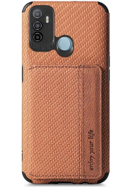 Oppo A53/A32 Stand Fonksiyonu Rfıd Engelleme Manyetik Kart Tutucu Için Kılıf (Yurt Dışından)