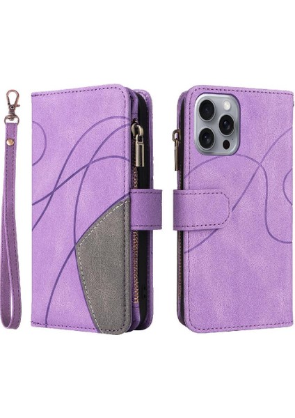 Kart Yuvası Standı Iki Renkli Dikiş Tarzı ile IPhone 16 Pro Max Için Kılıf (Yurt Dışından)