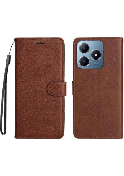 Realme C61 Iş Cüzdan Telefon Kılıfı Için Flip Case Klasik Düz Renk (Yurt Dışından)