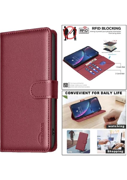 Xiaomi Redmi Not 12 Için Flip Case 4g Manyetik Rfıd Engelleme Kart Tutucu (Yurt Dışından)