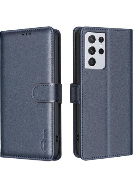 Samsung Galaxy S21 Ultra Pu Deri Manyetik Kart Tutucu Için Flip Case (Yurt Dışından)