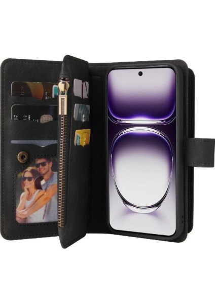 Cüzdan Telefon Kılıfı Için Oppo Oppo 12 5g Onbeş Kart Yuvaları Pu Deri ile (Yurt Dışından) indirimleri