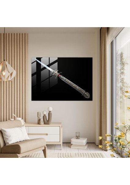 Ortaçağ Cam Baskı: Karmaşık Şövalye Kılıcı - Ortaçağ, Cam Baskı, Cam Sanatı, Modern Sanat, 45X30 fiyatları