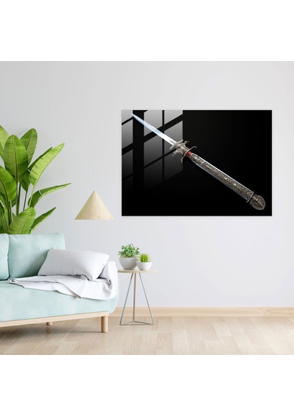 Ortaçağ Cam Baskı: Karmaşık Şövalye Kılıcı - Ortaçağ, Cam Baskı, Cam Sanatı, Modern Sanat, 45X30 modelleri