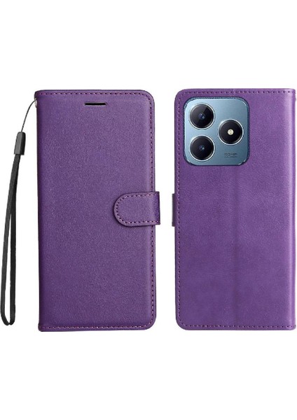 Realme C61 Iş Cüzdan Telefon Kılıfı Için Flip Case Klasik Düz Renk (Yurt Dışından)