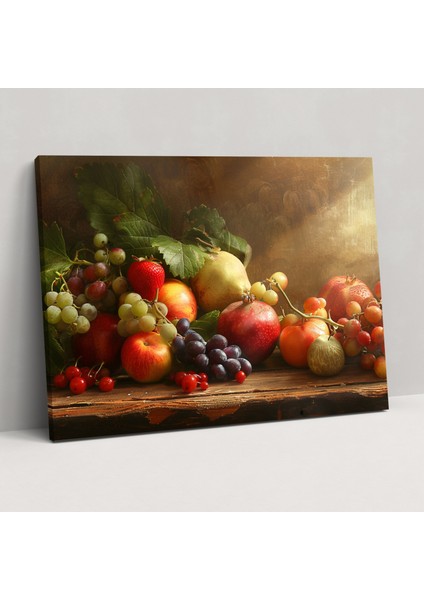Gerçekçilik Kanvas Tablo: Verimli Bolluk - Gerçekçilik, Gerçekçilik, Kanvas Tablo, Ahşap Masa, 50X30