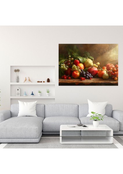 Gerçekçilik Kanvas Tablo: Verimli Bolluk - Gerçekçilik, Gerçekçilik, Kanvas Tablo, Ahşap Masa, 50X30
