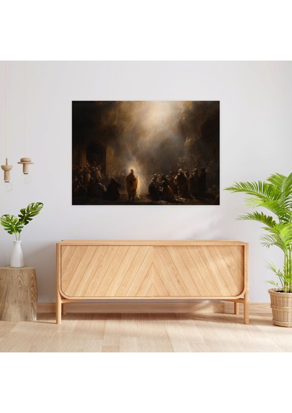 Rembrandt Incil Sahnesi Duvar Tablosu - Rembrandt, Kanvas Tablo, Ev Dekorasyonu, Duvar Süslemesi, 50X30