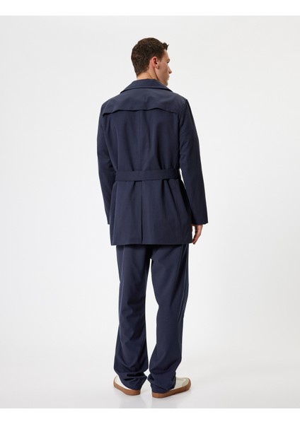 Slim Fit Trençkot Kuşak Detaylı Pamuk Karışımlı fırsatları