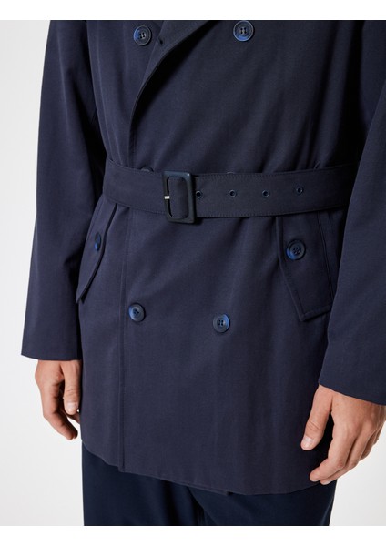 Slim Fit Trençkot Kuşak Detaylı Pamuk Karışımlı indirimleri
